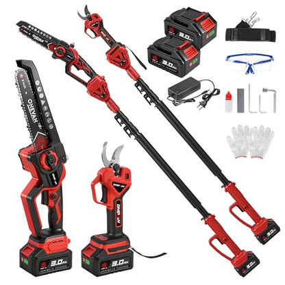 ONEVAN 4-in-1 Battery Pole Saw & Electric Pruning Shears 2x 3.0Ah Battery