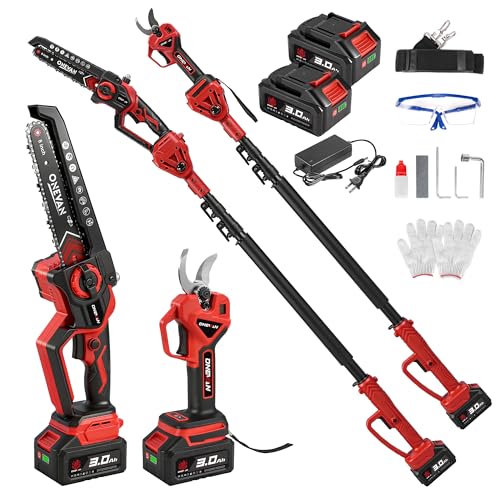 ONEVAN 4-in-1 Battery Pole Saw & Electric Pruning Shears 2x 3.0Ah Battery