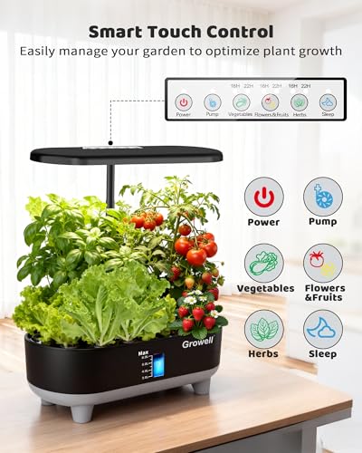 Growell 16 Pods Hydroponics Growing System Kit with 3 Light Modes & 2 Timer - color: Black