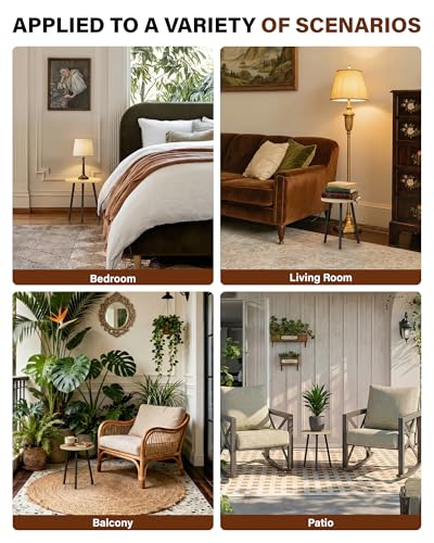 Plant Stand Indoor 2 Pack: Plant Table 14'' Wooden & Metel Plants Stool - color: Burlywood, size: 14"&14"