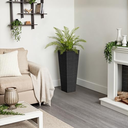 Greesum 23 Inch Tall Plastic Planters (Set of 2), Black - color: Black, size: 23" Height without Tray