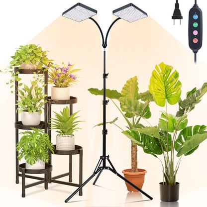 2Head 50W Grow Light with Stand for Seedlings, Seed Starting - size: 2-Head-Stand