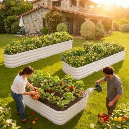 4-in-1 Modular Raised Garden Bed-5x3x1ft Adjustable in 4 Sizes - color: White, size: 5×3×1FT