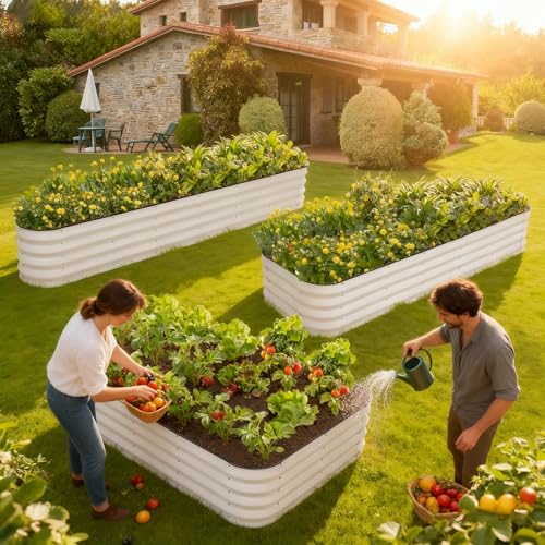 4-in-1 Modular Raised Garden Bed-5x3x1ft Adjustable in 4 Sizes - color: White, size: 5×3×1FT