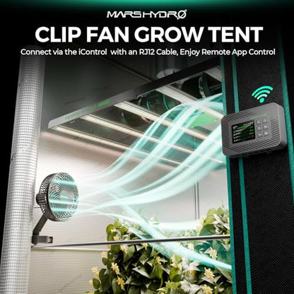 MARS HYDRO 6'' Oscillating Clip-On Grow Tent Fan, 10 Wind Speeds, EC Motor - size: 1PC