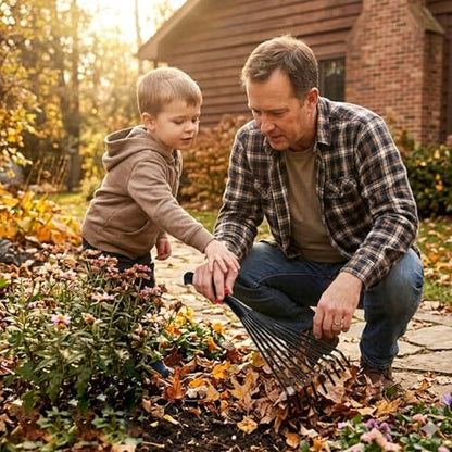 Small Leaf Rake Gardening,Mini Hand Rake Clean Flower Beds Fallen Leaves - color: Black