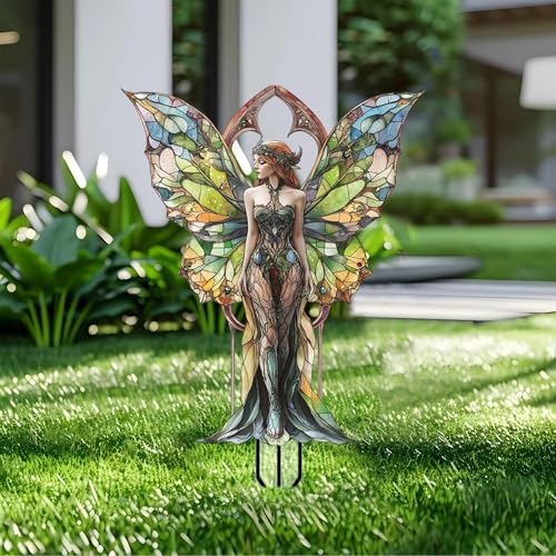 Sprite Garden Stakes Decor Yard Acrylic - 2D Garden Acrylic Sign Decoration, Fantasy Yard Art, Gift for Nature Lovers, for Outdoor & Indoor Flower Pots, Yard, Mini Gardens & Lawn (5.9”x5.9”) - color: M