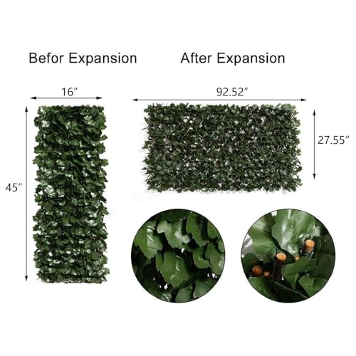 DOEWORKS Expandable Faux Ivy Privacy Screen, Double-Sided, Balcony, 1 Pack - color: Double-Sided Green Leaves, size: 16 x 45 in, 1 Panel