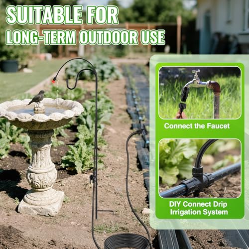 Saillong 36Ft Bird Bath Dripper Kit, Adjustable Outdoor Drip Irrigation - size: 33 ft Water Pipe, style: 3 ft Bracket