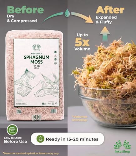 Inkashop Long Fiber Sphagnum Moss for Orchids and Carnivorous Plants 11lb - size: 11 lb