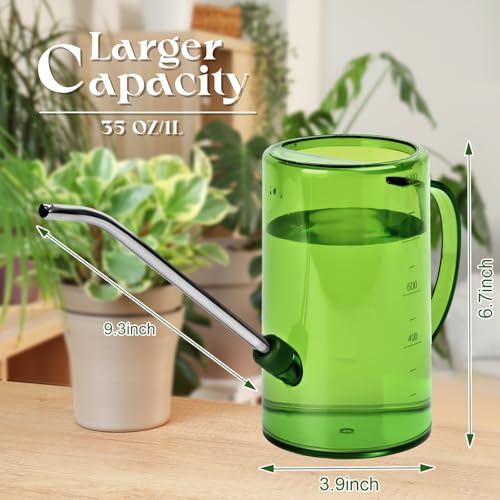 Plastic Watering Can - with Long Spout - 1/4 Gallon - 34 Oz - Green - color: Green