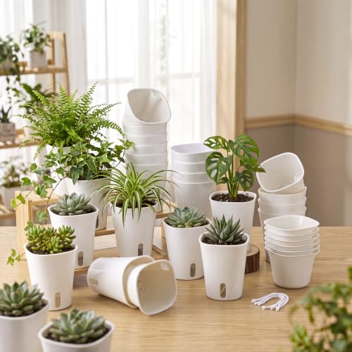 Ziliny 20 Pcs 4.92 Inch Self Watering Planters with Water Indicator - size: 4.92 Inch