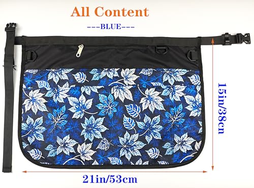 Bafelia Garden Apron for Women with 7 Pocket,Half Florist Apron Harvesting Apron - color: Blue Leaves