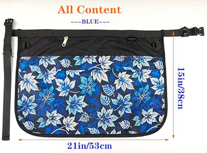 Bafelia Garden Apron for Women with 7 Pocket,Half Florist Apron Harvesting Apron - color: Blue Leaves