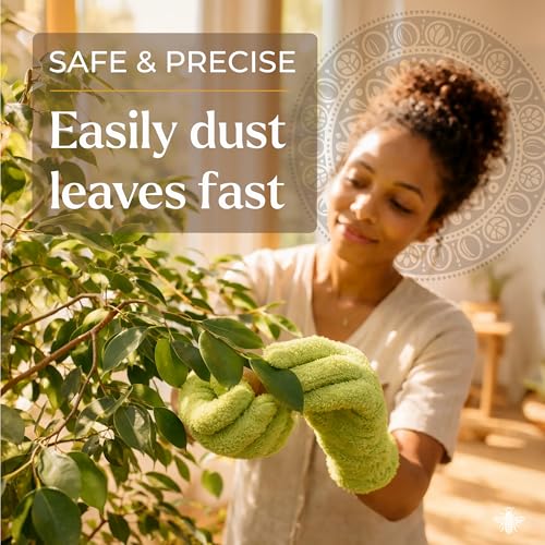 BLESS YOUR SOIL Microfiber Dusting Gloves for Plants, Premium Leaf Cleaning Gloves for Houseplants - Reusable, Lint Free