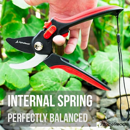 AlpineReach Pruning Shears Set Bypass and Anvil for Gardening, Sharp Ergonomic Pruners, Adjustable Soft Handle for Small & Large Hands, Heavy Duty High Carbon Steel Blade, Secateurs, Gift Box - style: Pruning Shears Set