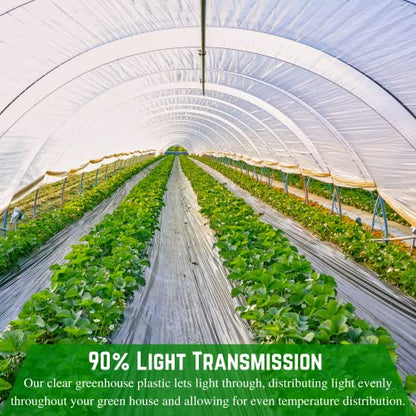 Farm Plastic Supply - Clear Greenhouse Plastic Sheeting - 6 mil - (10' x 60') - 4 Year UV Resistant Polyethylene Greenhouse Film, Hoop House Green House Cover for Gardening, Farming, Agriculture - size: 10'W x 60'L