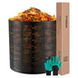 VIVOSUN 300 Gallon Outdoor Compost Bin, Expandable Composter, Easy to Setup & Large Capacity for Backyard, Lawn (Black with Gloves) - size: 300 Gallon