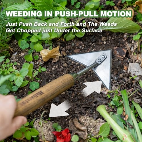 Haliaeetus Triangle Head Hoe, 15'' Scuffle Hoe for Weeding in Raised Bed - size: 15'' Triangle Head Hoe