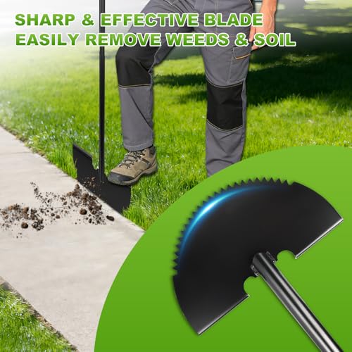 Half Moon Edger Lawn Tool, 41" Garden Edging Shovel with Saw Tooth