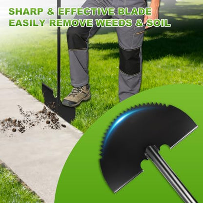 Half Moon Edger Lawn Tool, 41" Garden Edging Shovel with Saw Tooth