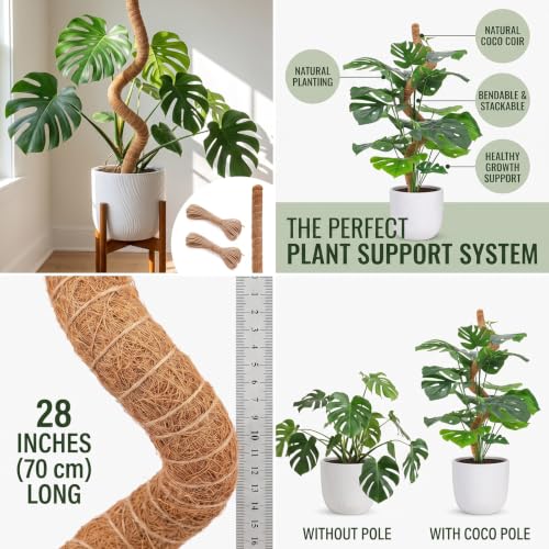 2-Pack Stackable Bendable Moss Pole, Rust-Free Aluminum Core for Monstera