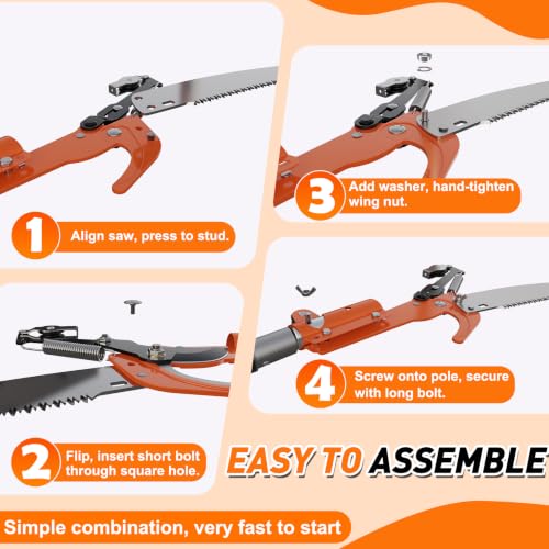SISUPASSIE 26FT Reach Tree Trimmer, Telescoping Pole Saw with 5-20FT Extension Pole, Manual Tree Pruner Extendable for Yard, Garden, Patios - size: 20FT