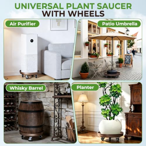 Plant Caddy With Wheels 16" Metal Plant Saucers for Indoors 420 Lb Capacity - size: 1 PACK 16 INCH