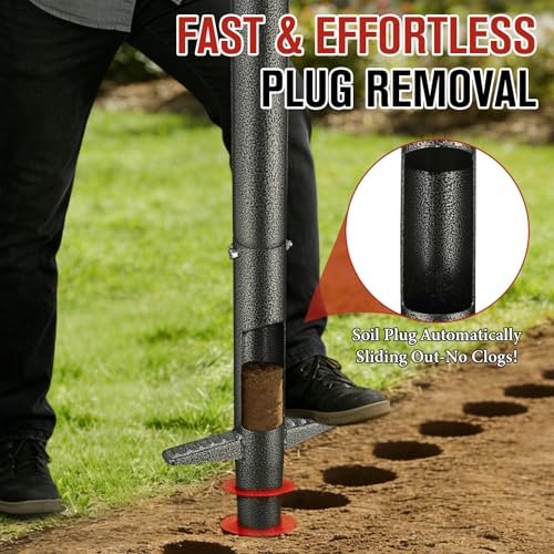 Bulb Planter Tool, 33.5" Long Handle Sod Plugger for Standing Planting, 2"/4"/6" Adjustable Depth Garden Hole Digger, Heavy Duty Auto Eject Lawn Plugger for Flower Bulbs,Grass Plugs,Seedlings