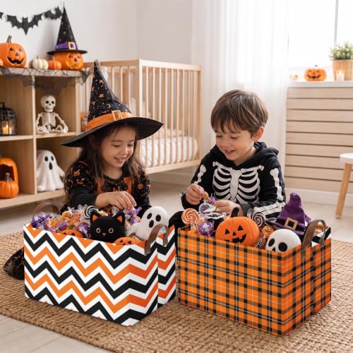 Britimes Storage Baskets for Gifts, Toy Storage Bins Box, 3 Pack, Halloween - color: Fall Halloween Geometric