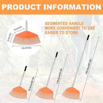 YEELOR Leaf Rake with 16.5‑inch Plastic Head
