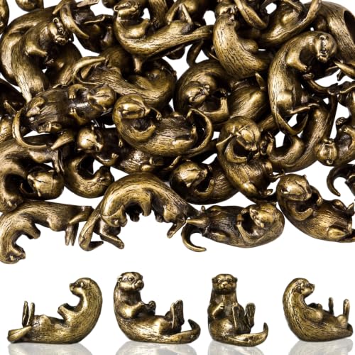 Civaner 50 Pcs Mini Brass Otter, Small Otter Statues, Mini Metal Animals - style: Otter
