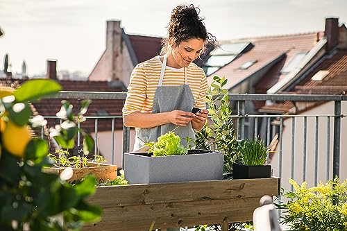 Lechuza BALCONERA Stone 50 Stone Grey, Self-Watering Window Box (Railing Planter), H7.5 L19.7 W7.5 in - color: Gray, style: 50