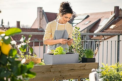 Lechuza BALCONERA Stone 50 Stone Grey, Self-Watering Window Box (Railing Planter), H7.5 L19.7 W7.5 in - color: Gray, style: 50