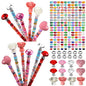 Tigeen 236 Pcs Garden Stake DIY Fairy Wand Plant Stake, Ceramic Rose Heart - style: Ceramic Rose Heart