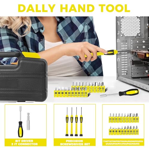 RVOGJP 39-Piece General Household Tool Kit, Basic Small Hand Tool Set with Plastic Toolbox for Home, Garage, Office & College Dorm Use, Yellow - color: Yellow