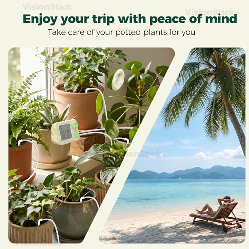 Automatic Indoor Drip Irrigation System with Programmable Timer Auto Vacation Plant Waterer for Up to 15 Potted Houseplants Rechargeable Self Watering Device