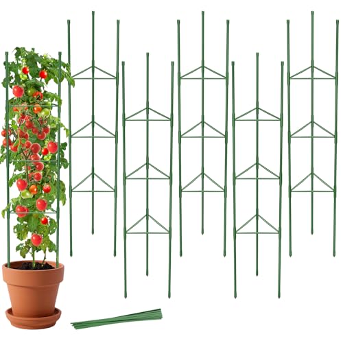 MYMULIKE 6 Pack Tomato Cages for Garden, 51in*13in Adjustable Tomatoes Plant Stakes Support Cages Trellis, Garden Trellis for Vegetable Flowers Fruits Climbing Plants- 20 Binding Wires Included - size: 6pack-51in*13in