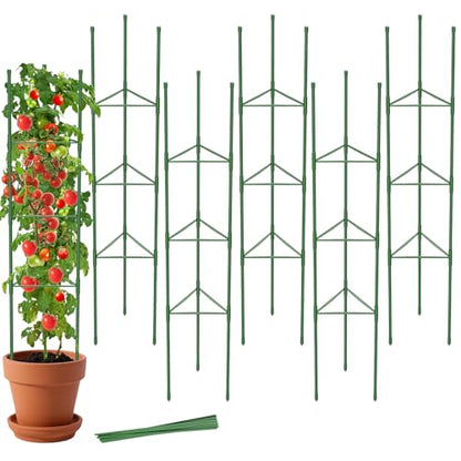 MYMULIKE 6 Pack Tomato Cages for Garden, 51in*13in Adjustable Tomatoes Plant Stakes Support Cages Trellis, Garden Trellis for Vegetable Flowers Fruits Climbing Plants- 20 Binding Wires Included - size: 6pack-51in*13in