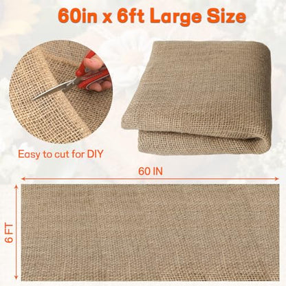 Burlap Fabrics Roll Natural Jute Burlap Garden Tree Wrap Outdoor Weed Barrier DIY Fall Halloween Craft Winter Frost Plant Landscape Blankets Cloth for Plant Gardening Shrubs (60in*6ft) - size: 60in*6ft