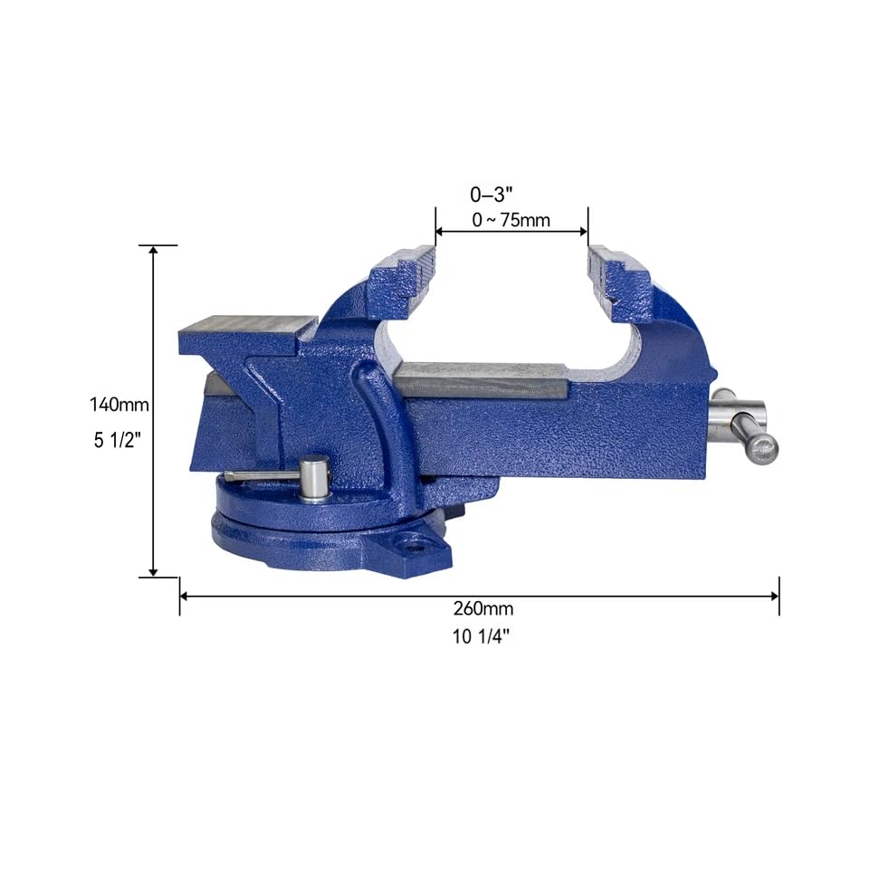 HFS(R) 4" Heavy Duty Bench Vise Anvil with 360° Swivel Locking Base Desktop Clamp - FS Blue Design - size: 4''