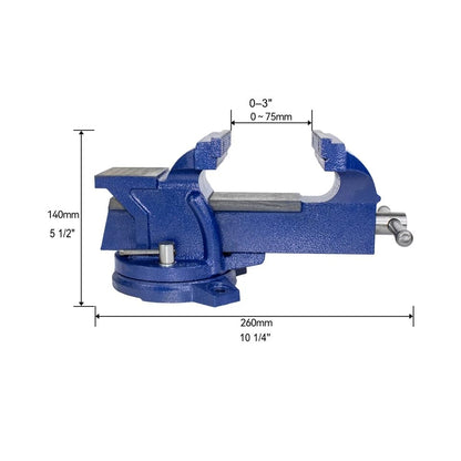 HFS(R) 4" Heavy Duty Bench Vise Anvil with 360° Swivel Locking Base Desktop Clamp - FS Blue Design - size: 4''