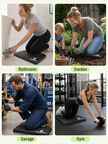 WORKPRO Extra Thick Kneeling Pad, 2 Pack, 17.5 x 11 x 1.5 in, Black - color: Black, size: 2 Pack