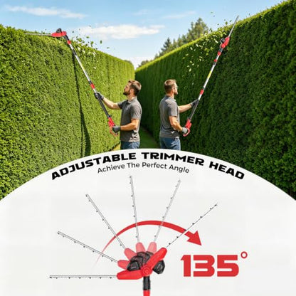 Ecarke Pole Hedge Trimmer Compatible with Milwuakee 18V (Tool Only) - color: Red
