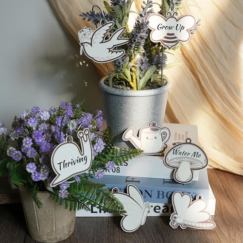 Temlum Wooden Plant Labels for Indoor & Outdoor Plants, 24pcs