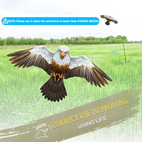 eyijklzo Bird Scarer Hawk Flying Kite with 13ft Telescopic Pole-White - style: White-with 4m pole