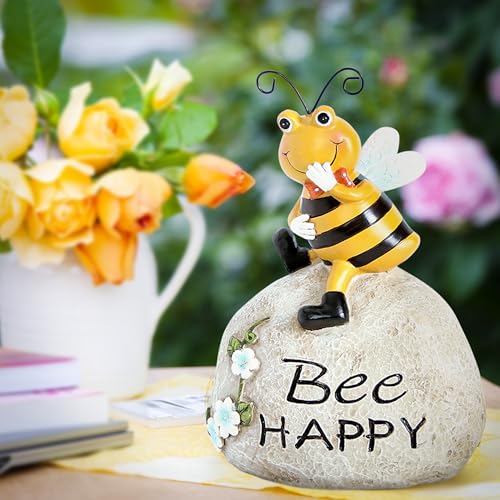 Smadeer Garden Decor Bee Outdoor Statues Sculpture Bumblebee Figurine for Patio Lawn Porch Yard Backyard Honey Bees for Insect Lovers Gifts Garden Ornaments for Home Decor Spring Summer - color: Yellow-1