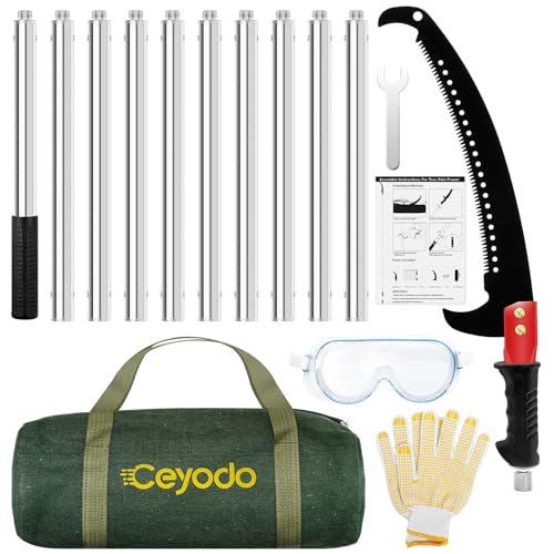 Pole Saws for Tree Trimming, Lightweight Manual Stainless Steel Extension High Pole Pruning Pole Saw for Tree Trimming Branches at Forestry Yard Garden Patio - color: 14ft Stainless Steel Handle Without Scissor