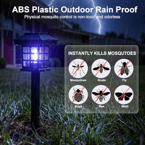 4 Pcs Solar Bug Zapper Outdoor Waterproof, Black Purple Fire - color: Black Purple Fire