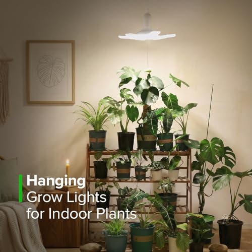 SANSI Hanging Grow Lights for Indoor Plants, Hanging Plant Light with Timer - size: Large